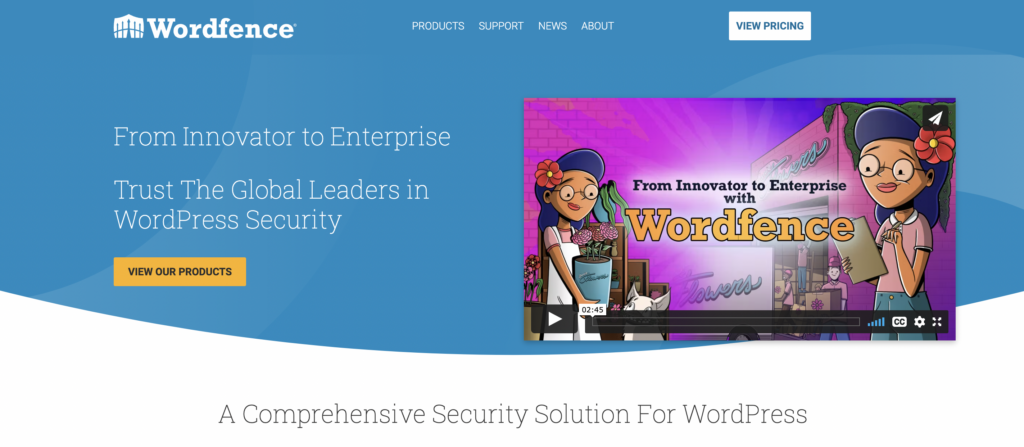 screenshot of Wordfence homepage