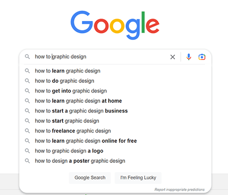 Google search results - how to graphic design