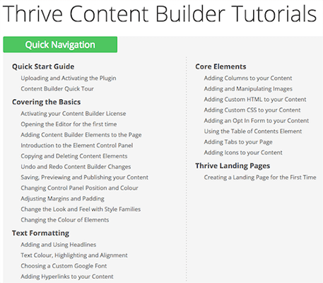 Thrive Content Builder Tutorials 1
