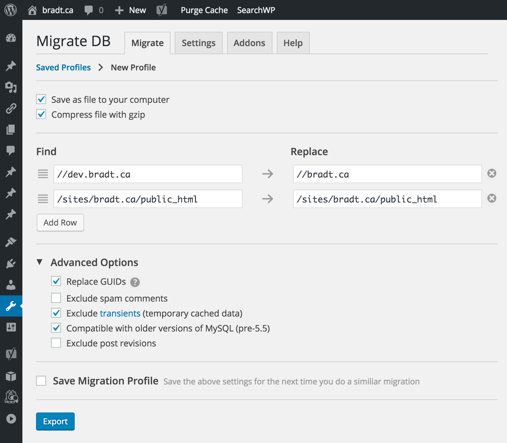 Migrate DB screenshot