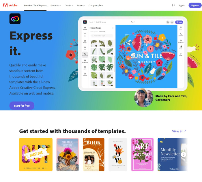 Best collage app: Adobe Creative Cloud Express