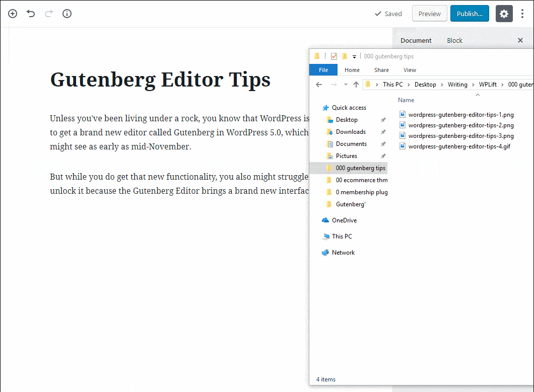 Drag images to Gutenberg from desktop