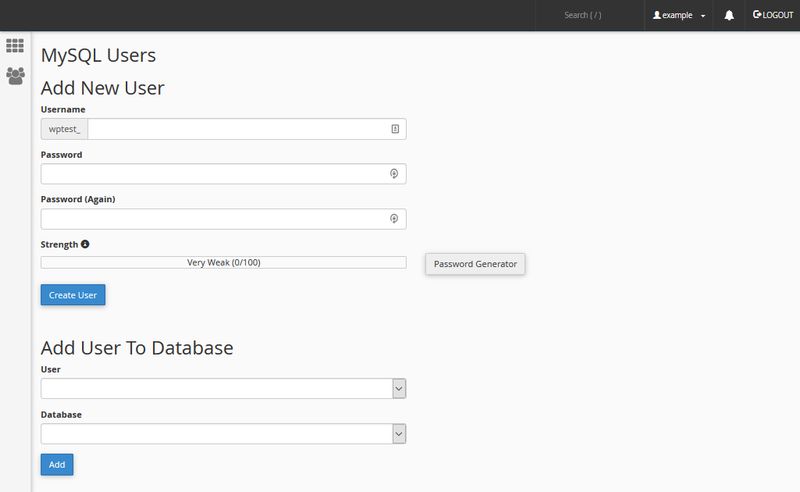 cPanel Create New Database User