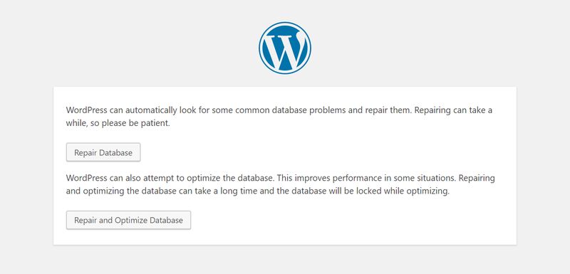 WordPress Repair Database Page