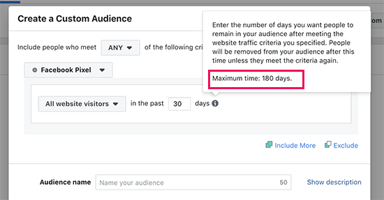 Facebook custom audience retargeting