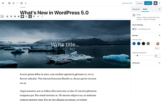 New block-based editor in WordPress 5.0