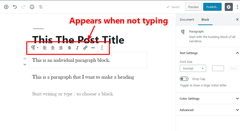 word toolbar disappears when typing