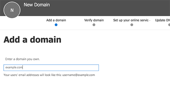 Enter domain name