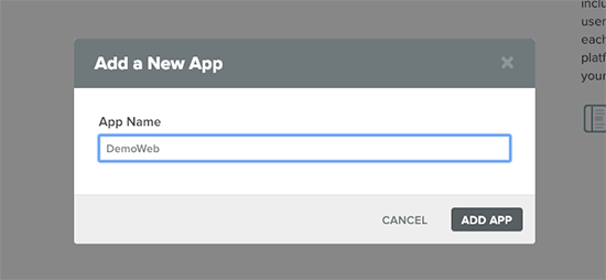 Enter a name for your app