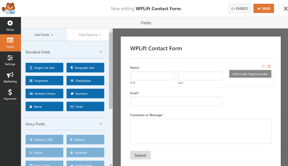 WPForms interface