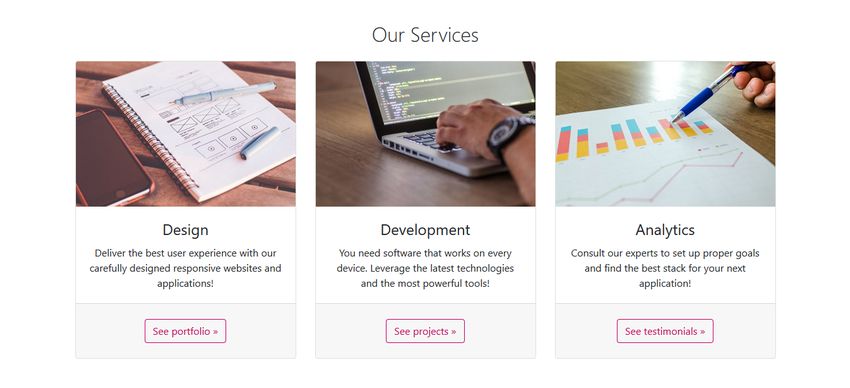 Bootstrap 4 Landing Page Services Section