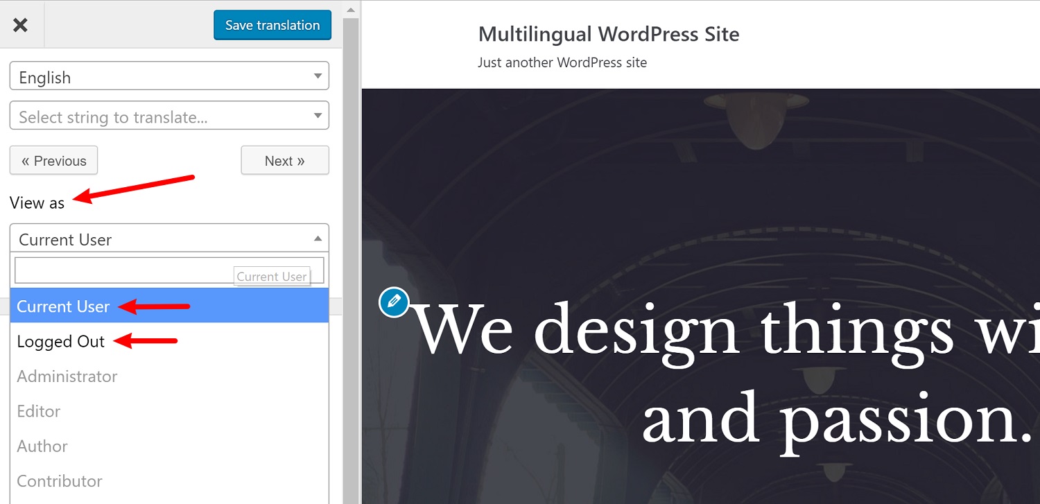 Edit WordPress multilingual content