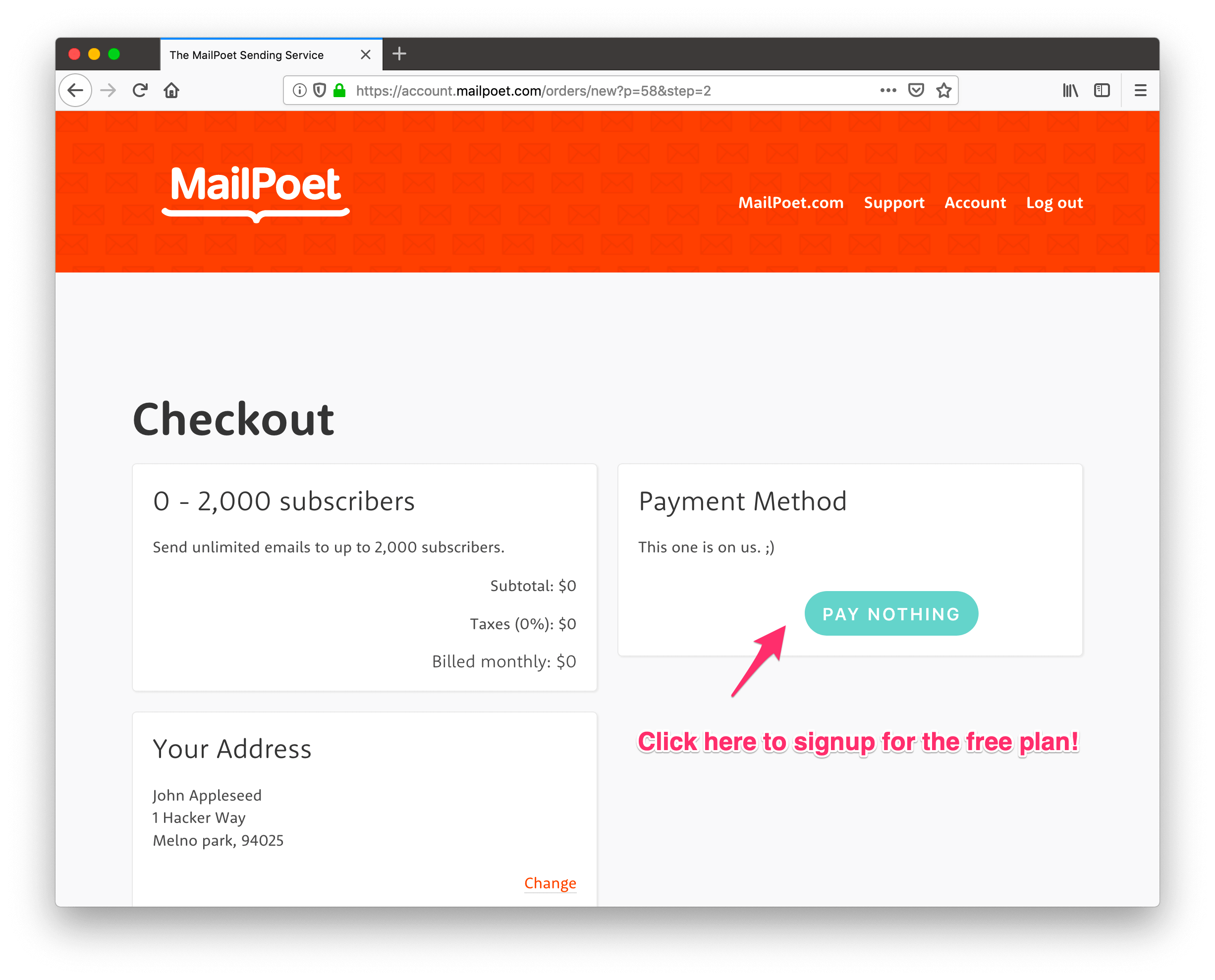 mailpoet_free_email_delivery_service free plan activation