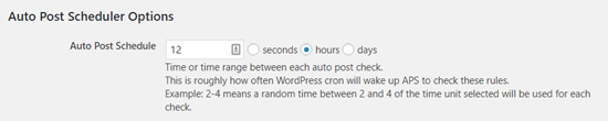 Auto Post Scheduler Time Interval Option
