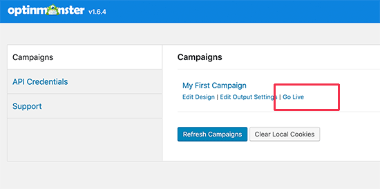 Turn on campaign on your website
