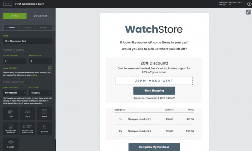 Conversio is a nice WooCommerce abandoned cart tool