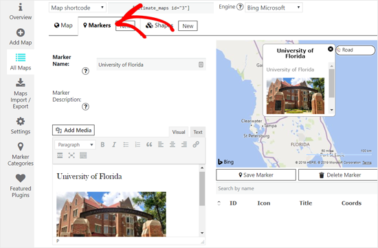 Add new Marker for Bing Map in WordPress