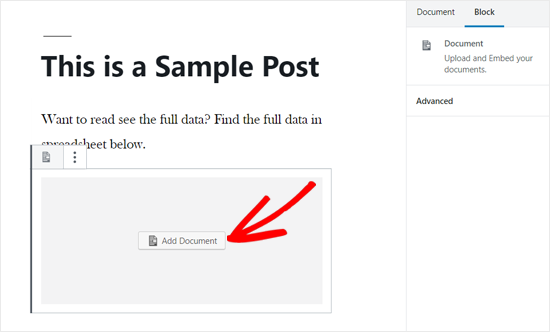 Add Document Option in WordPress Post Editor
