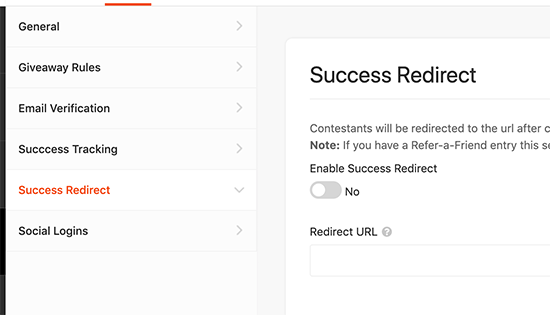 Redirect users upon success