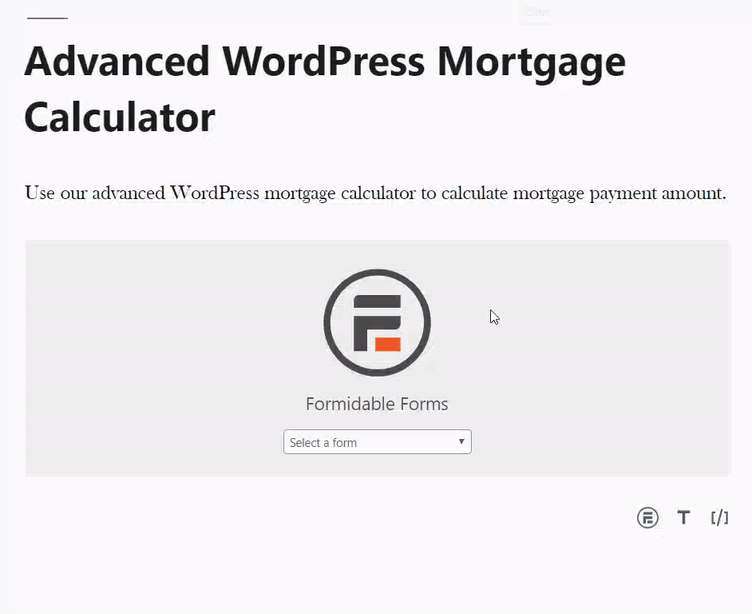 Add Advanced WordPress Mortgage Calculator to Page Editor