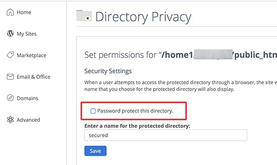Disable password protection