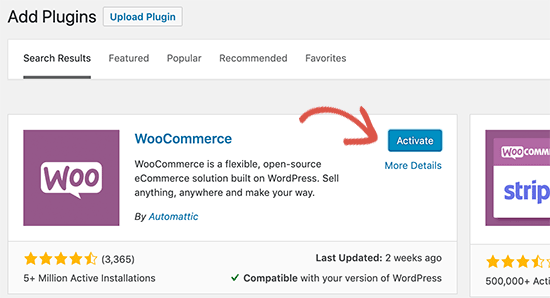 Activate WooCommerce