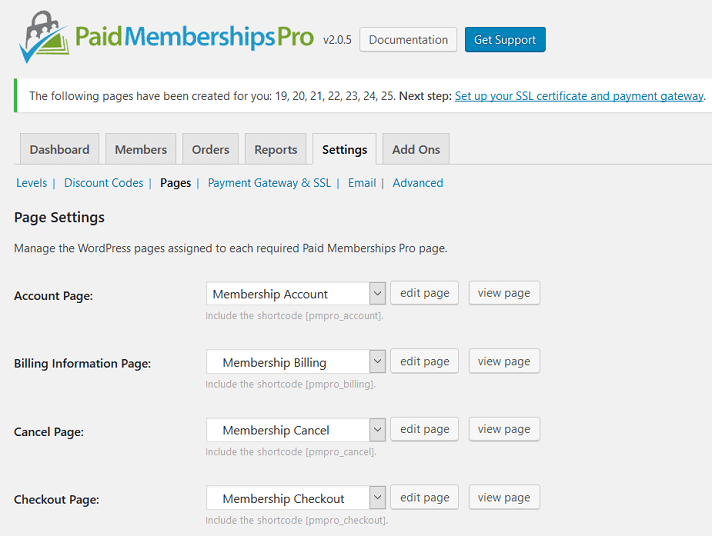 membership pages
