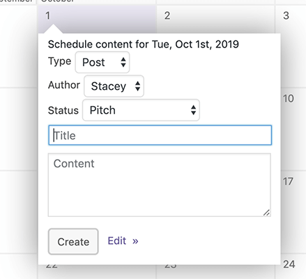 4 Create new content directly from calendar