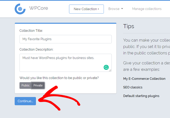 Create a New Plugin Collection on WPCore