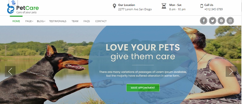 pet care clinic WordPress theme free
