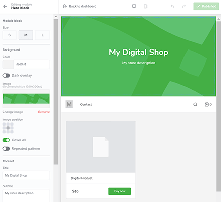 customize frontend of sellfy store