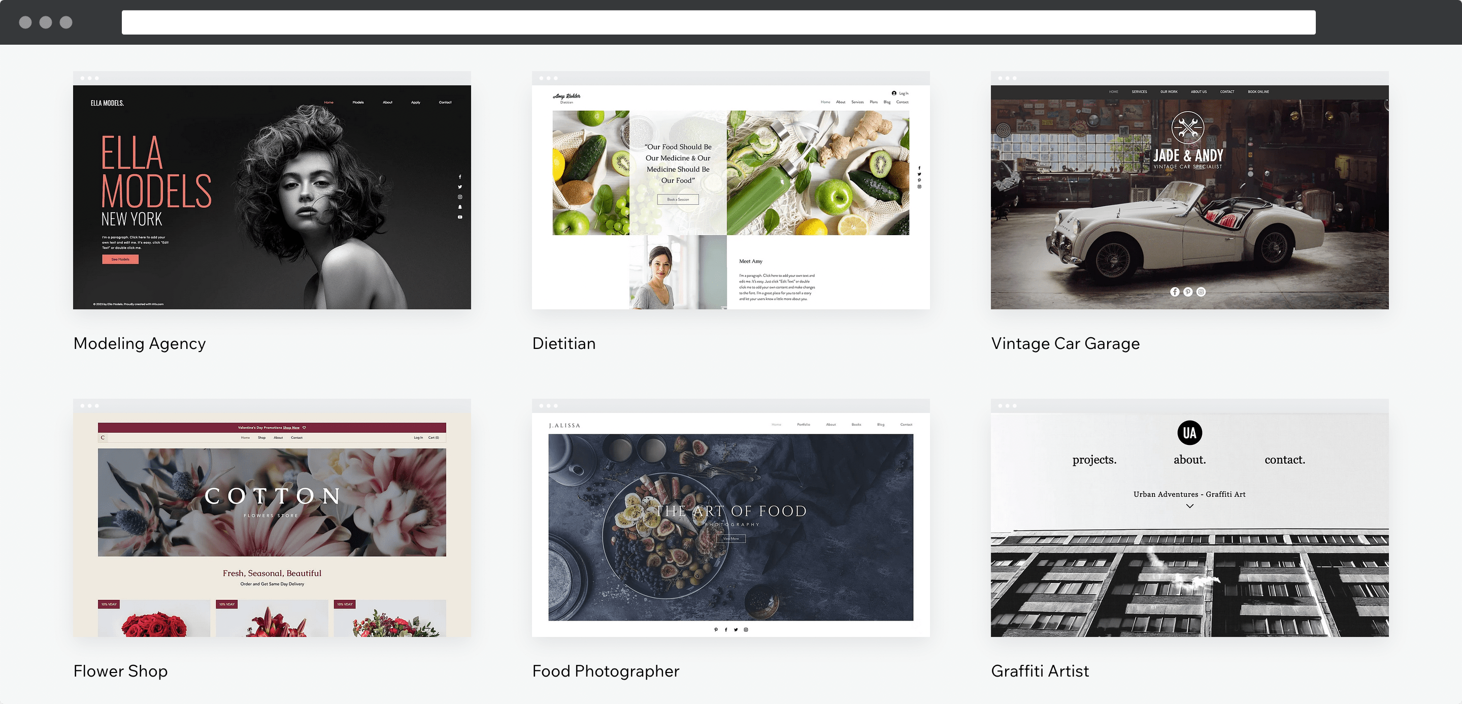 Wix' template library.