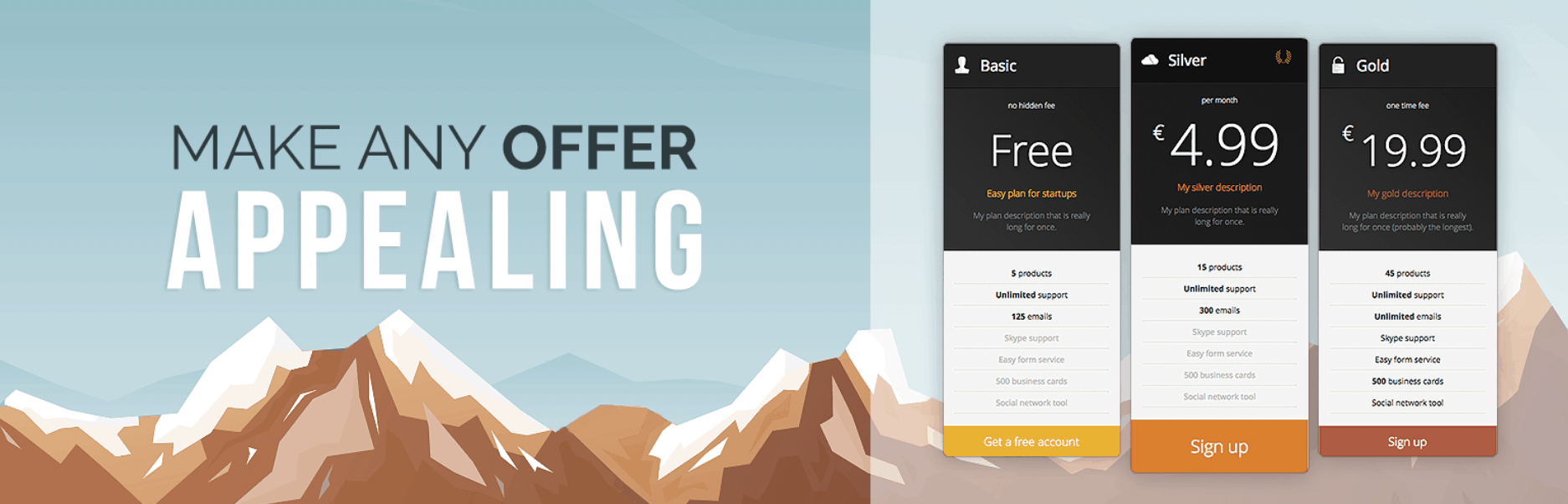 The Responsive Pricing Table plugin.