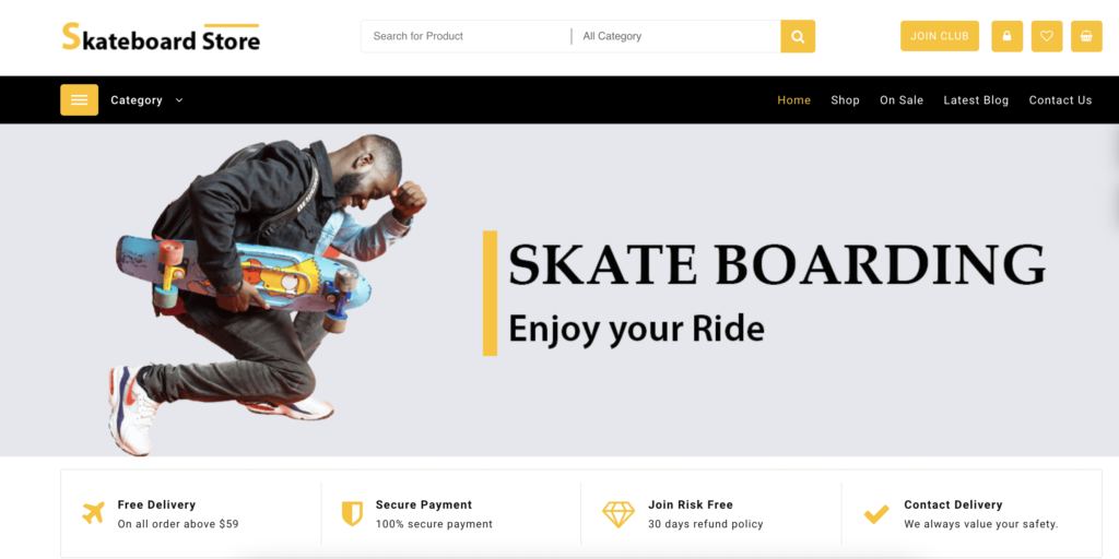 Skateboard Store wordpress sport themes