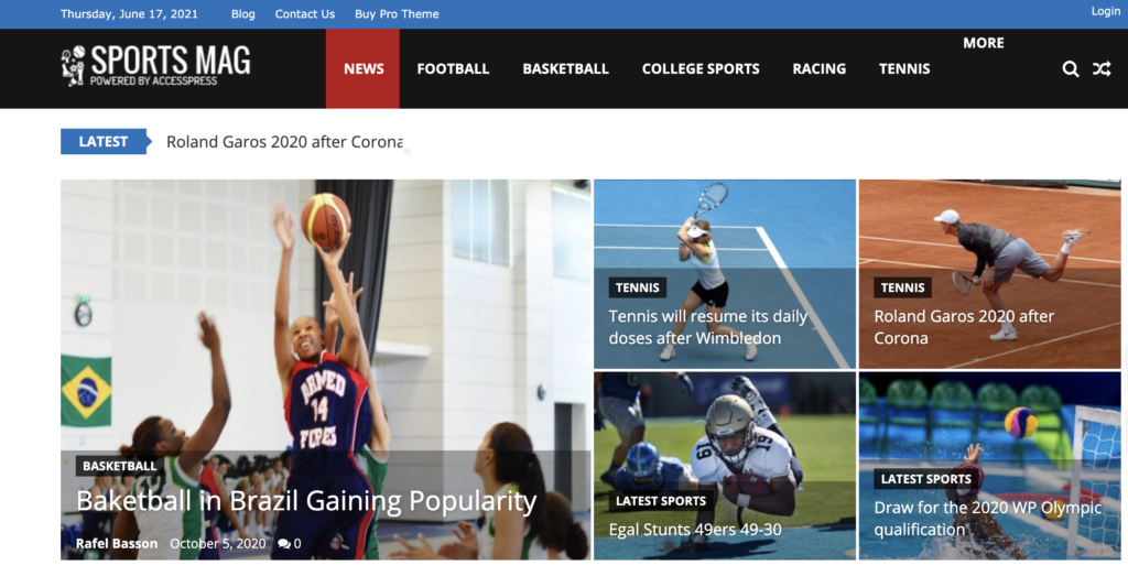 SportsMag wordpress sport themes