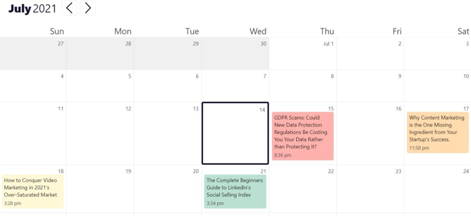 Strive Content Calendar - Features