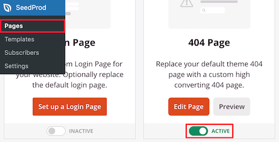 Make 404 page active