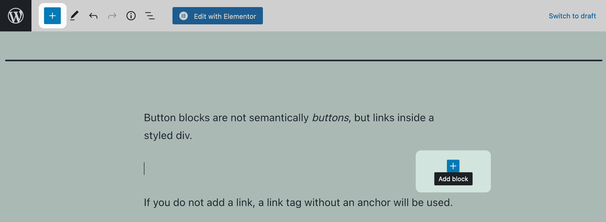 The Add Block button in WordPress.
