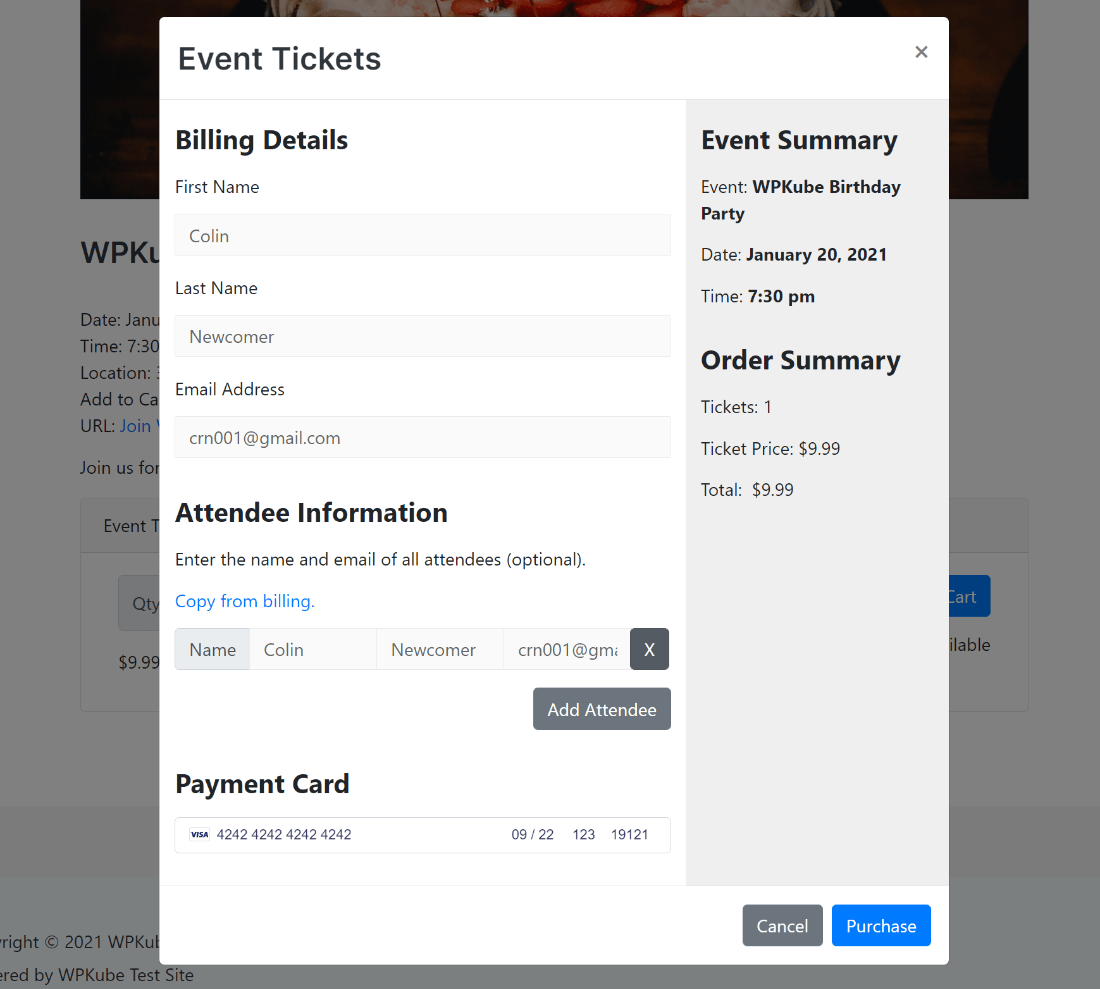 Event ticket payment box