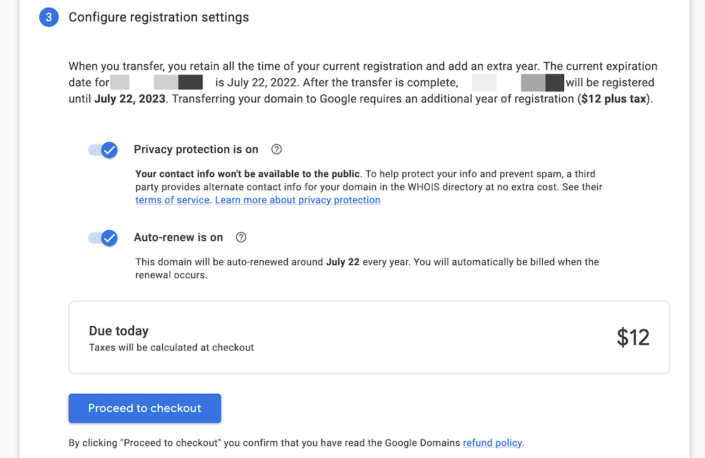 The Configure registration settings screen.