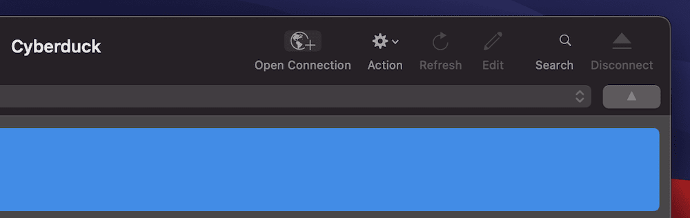 The Open Connection button in Cyberduck.