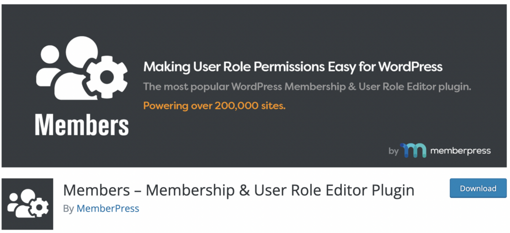 Members wordpress user plugin