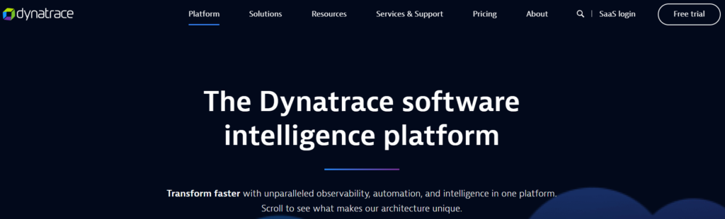 Dynatrace, an example of Application Performance Monitoring 