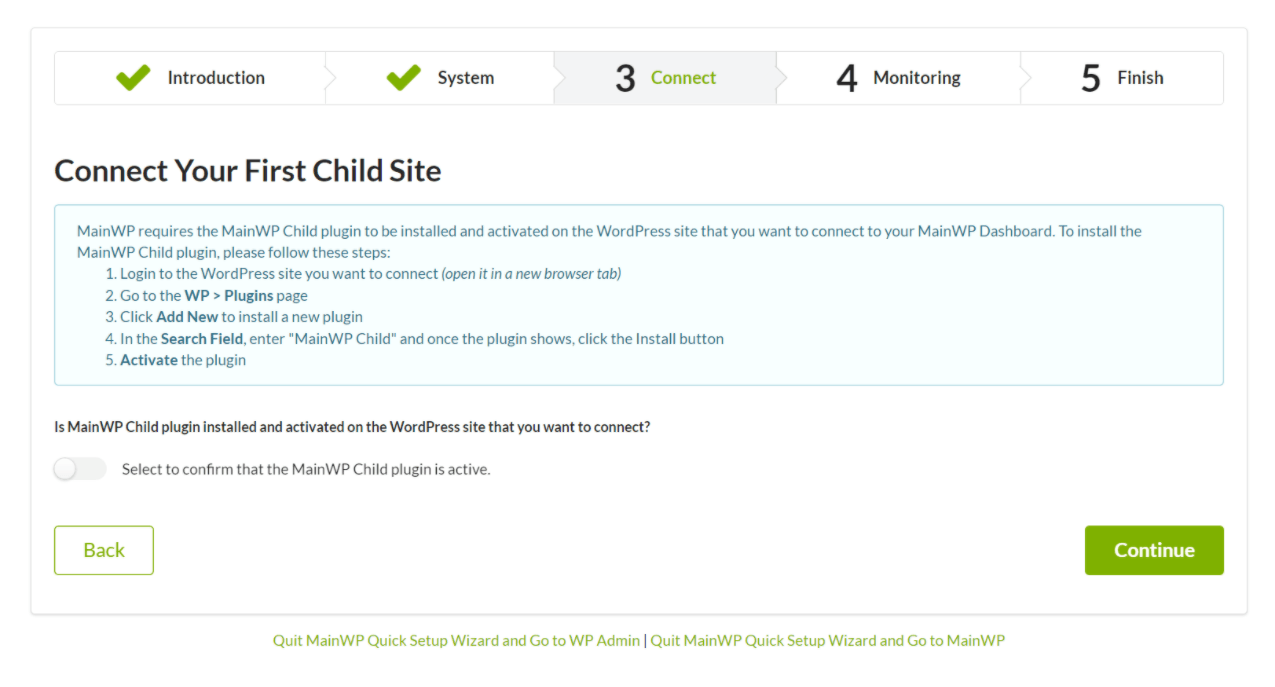 Adding a child site