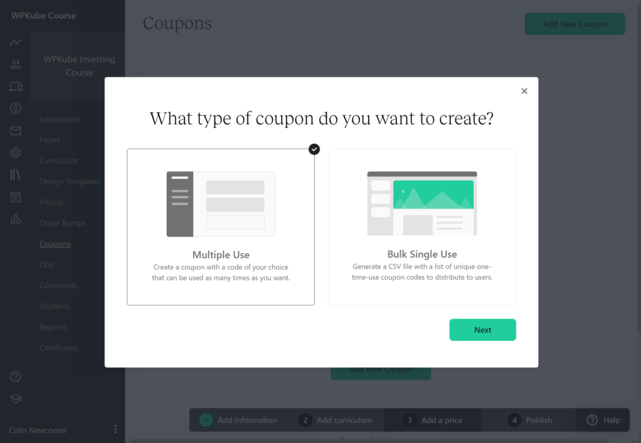 Creating coupons