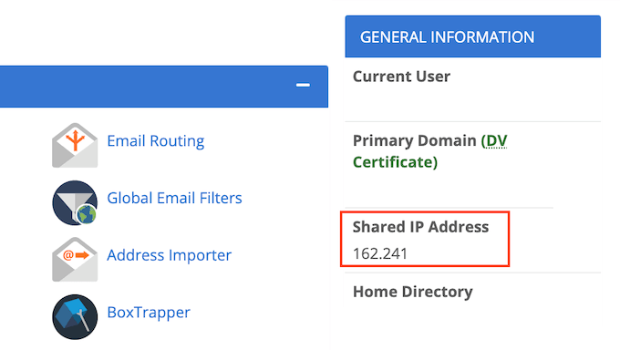 Getting your IP address in cPanel