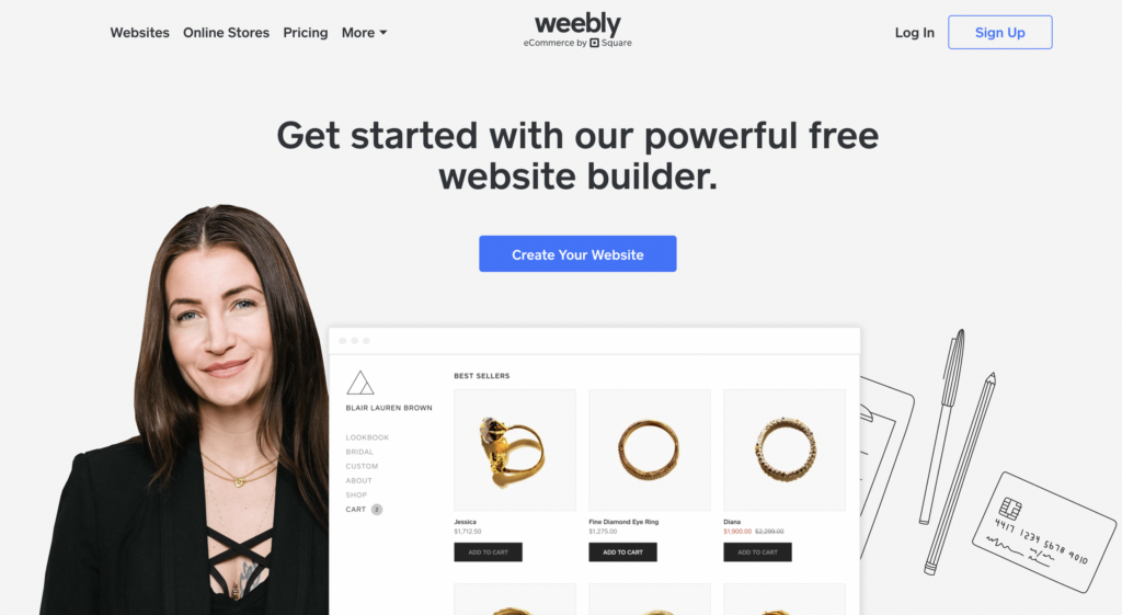 Screenshot of Weebly website