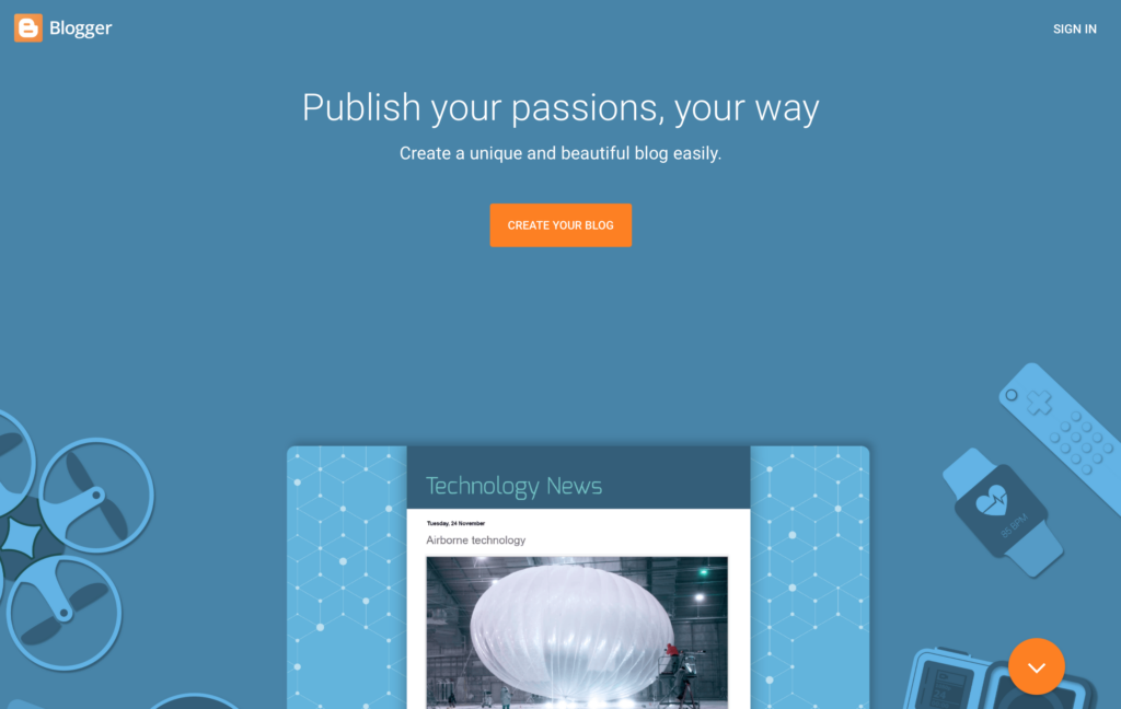 Blogger platform screenshot