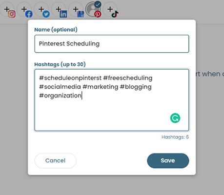 Create hashtag categories