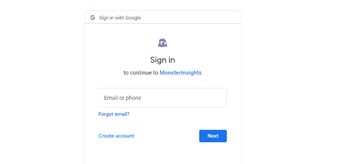 Choose Google account to sign in